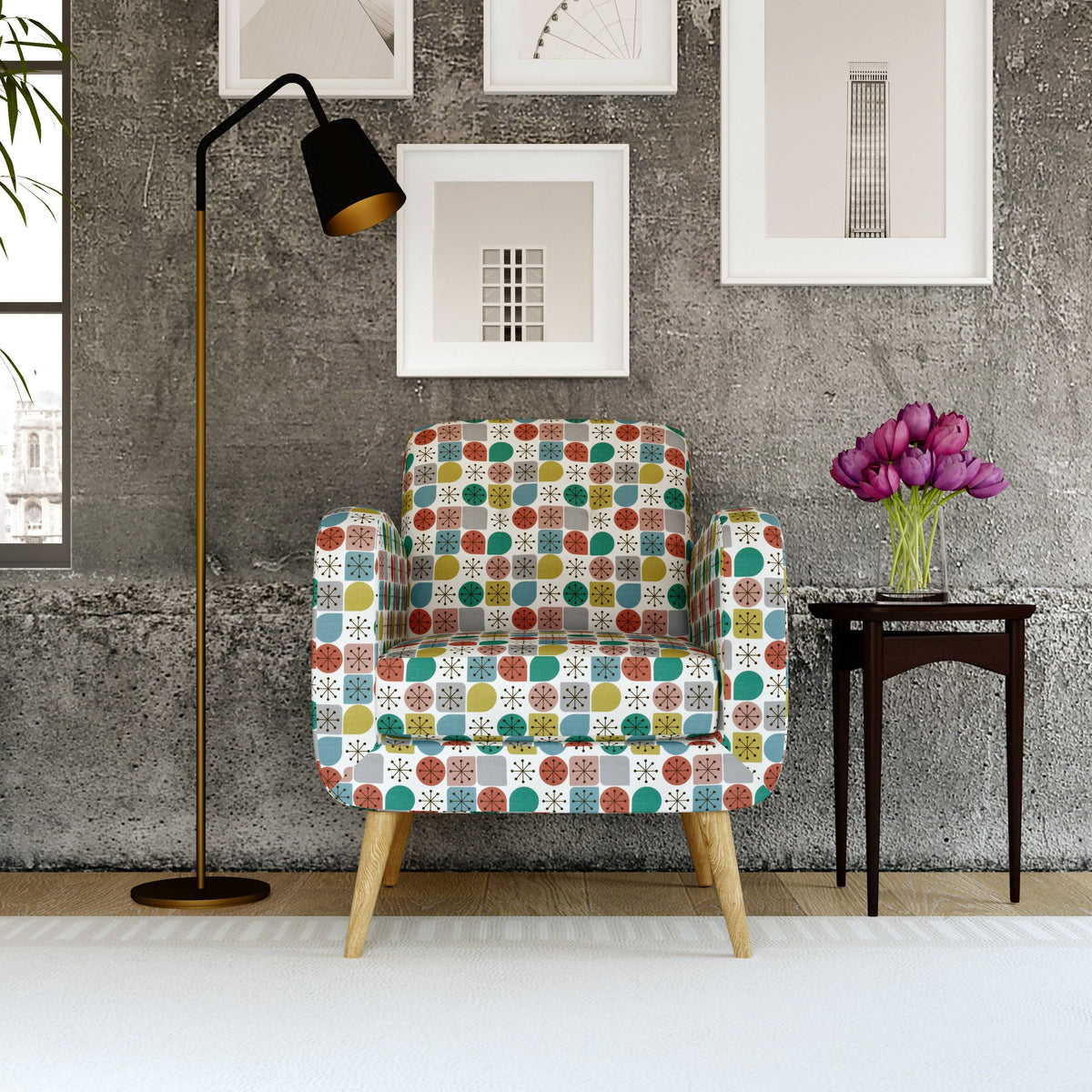 Navy Blue Modern Arm Chair O8174