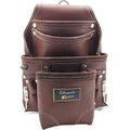 Brown Oil-Tanned Leather Tool Pouch with 10 Pockets O392