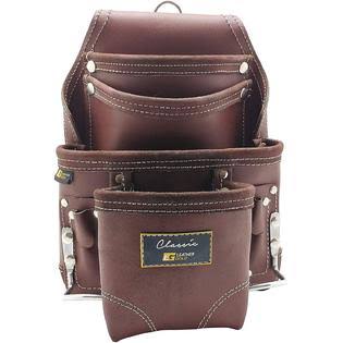 Brown Oil-Tanned Leather Tool Pouch with 10 Pockets O392