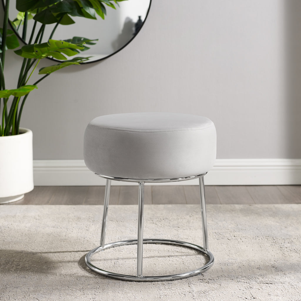 Gray Velvet Vanity Stool J5463