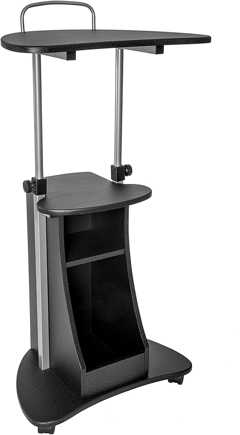 Graphite Rolling Adjustable Height Laptop Cart with Storage I667