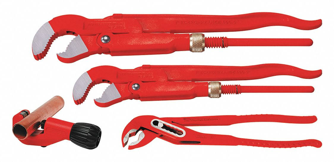 Steel Pipe Wrench Set, Jaw Capacity 1 1/2 in, Overall Length 6 in N7136