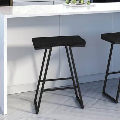 Black PVC Bar Stool with Metal Frame P10376