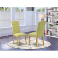 Set of 2 Linen Fabric Parson Chair with Oak Leg O566