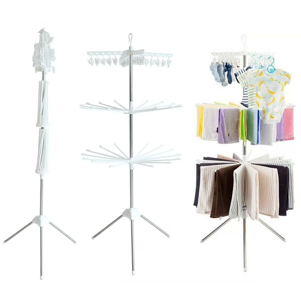Folding 360° Rotation Clothes Drying Rack Tripod Laundry Hanger Stand A612