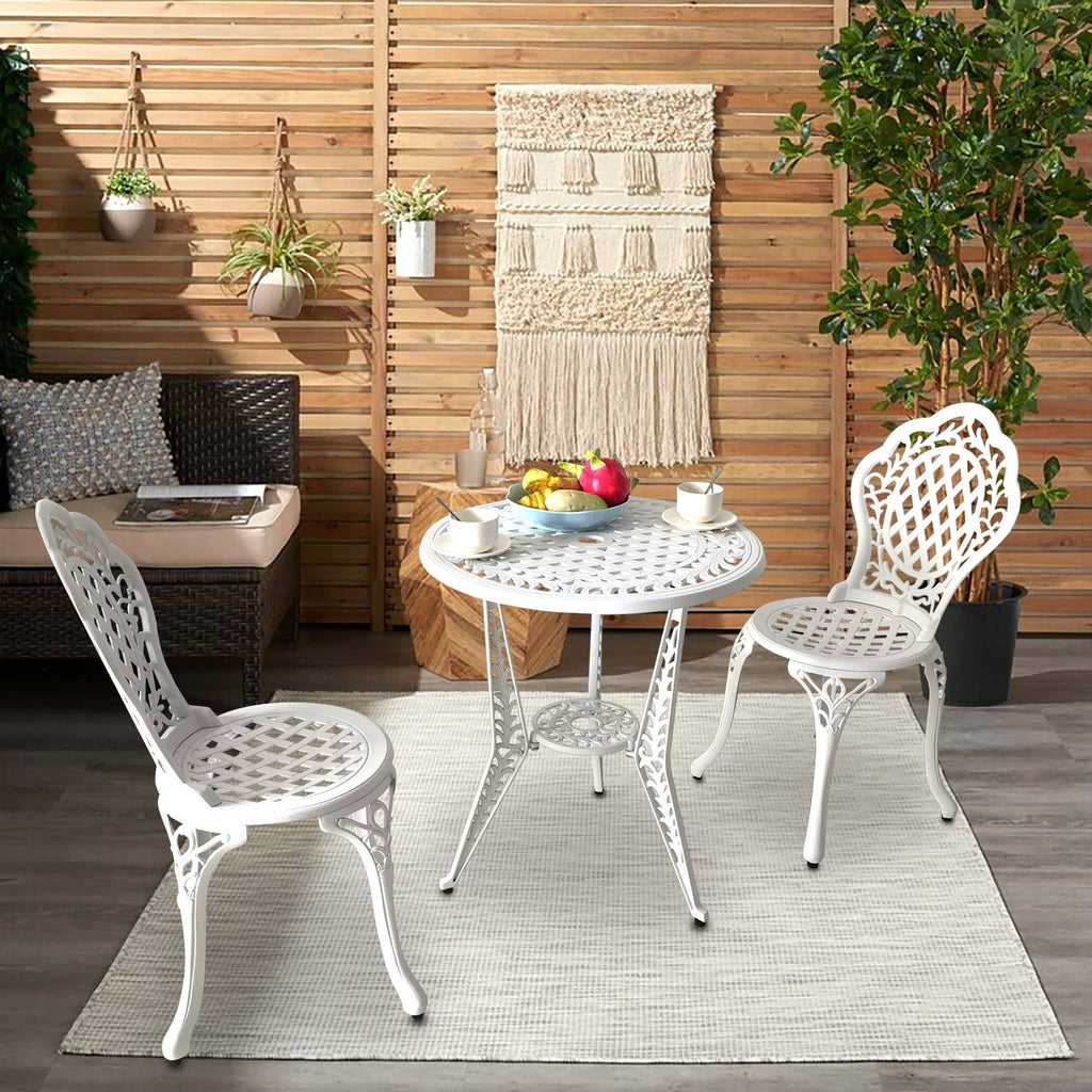 White 3-Piece Cast Aluminum Patio Bistro Set C5499