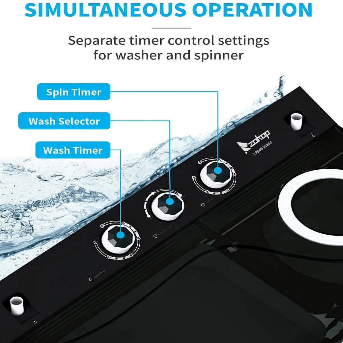 Semi-automatic Twin Tub Washing Machine, White & Black J143