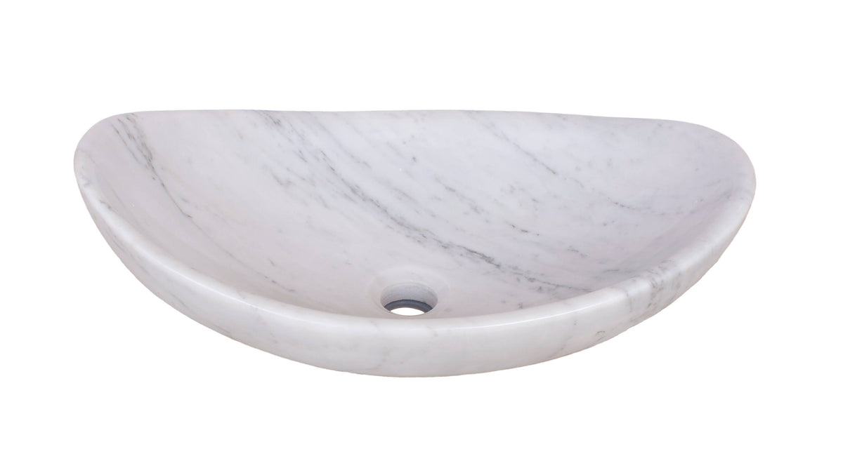 White Stone Oval Vessel Bathroom Sink E451