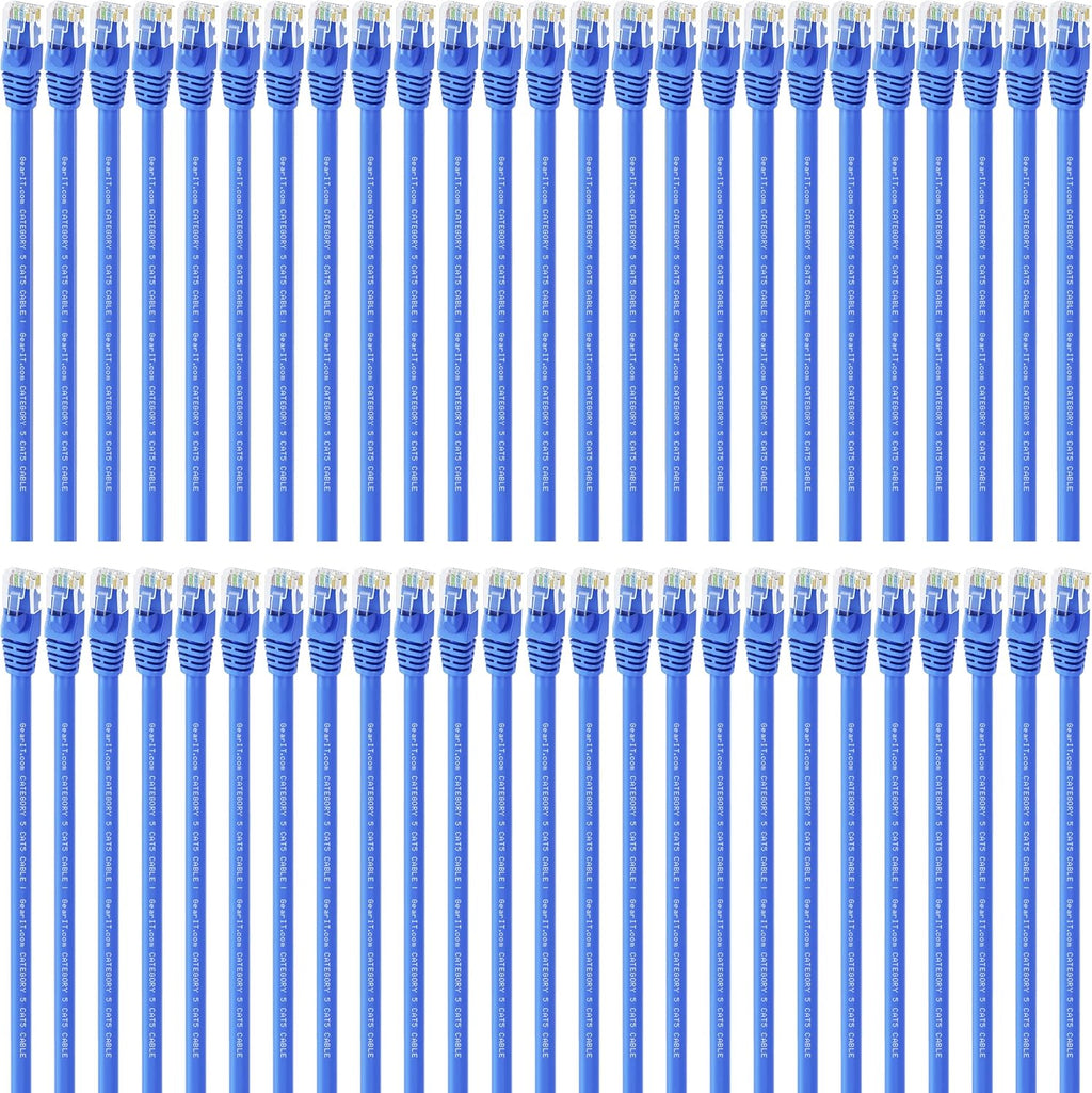 Blue 50-Pack Cat5e Ethernet Patch Cable 3 Feet RJ45 LAN Network Cord T970991