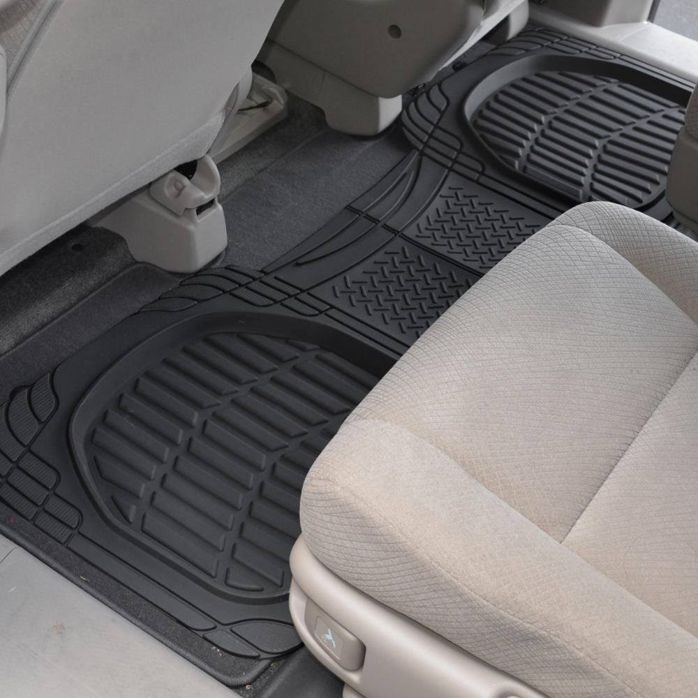 4pc Black Rubber Car Floor Mats Set with Cargo F920