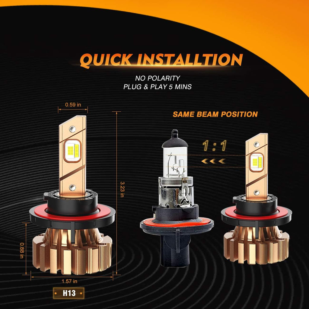 9008 H13 LED Bulbs Kit, 12000 Lumen 6500K Cool White, Pack of 2 P195