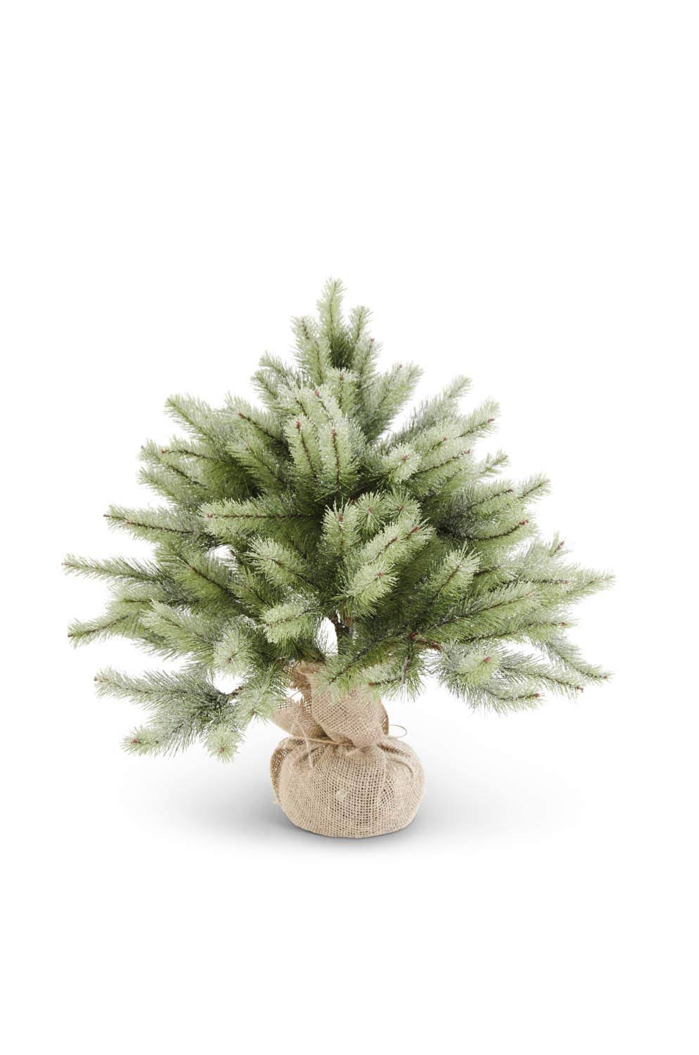 23 inch Glittered Pine Tree in Burlap Sack T3273