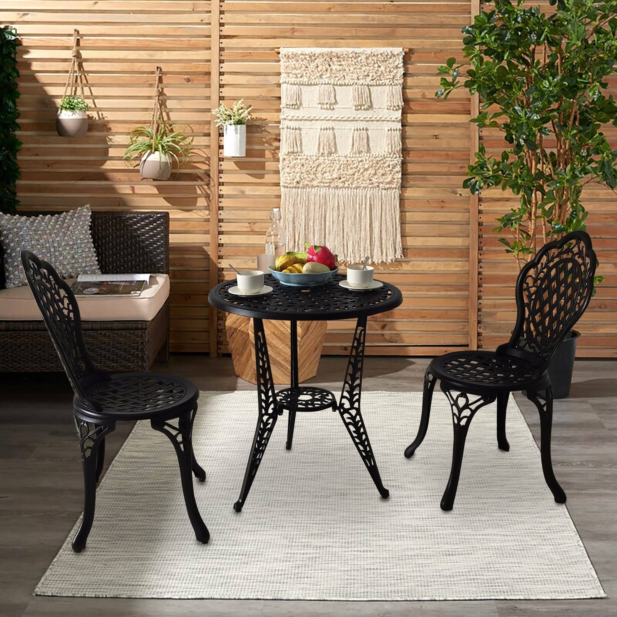 White 3-Piece Cast Aluminum Patio Bistro Set C5499