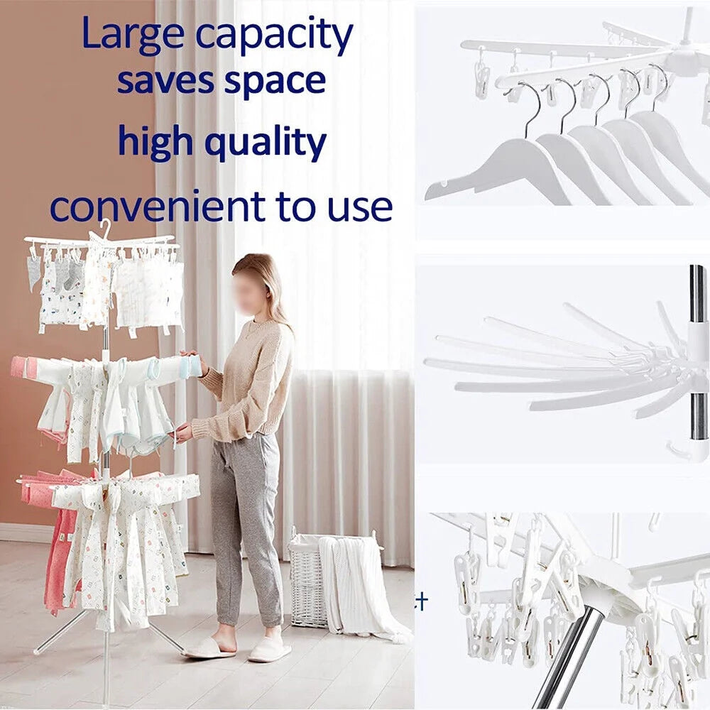 Folding 360° Rotation Clothes Drying Rack Tripod Laundry Hanger Stand A612