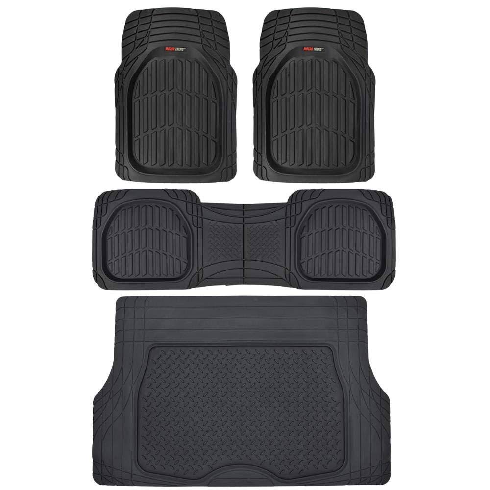 4pc Black Rubber Car Floor Mats Set with Cargo F920