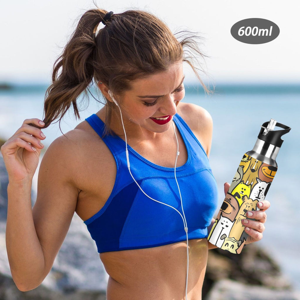 Stainless Steel Insulated Thermos Vacuum Flask Water Bottle with Straw Lid V280