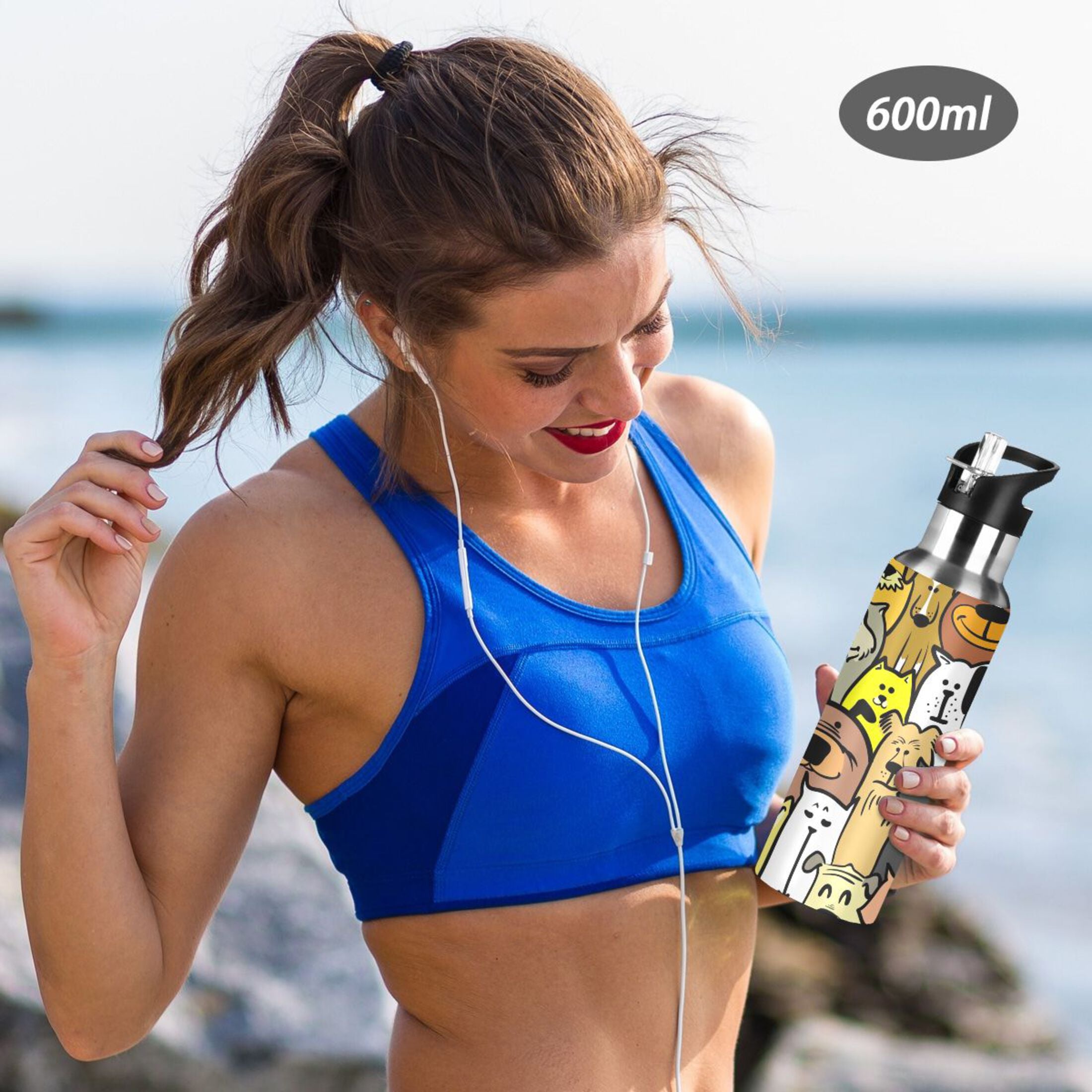 Stainless Steel Insulated Thermos Vacuum Flask Water Bottle with Straw Lid V280