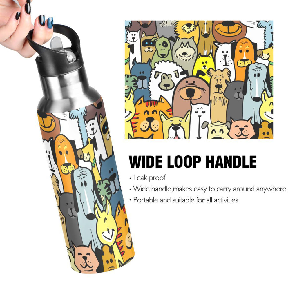 Stainless Steel Insulated Thermos Vacuum Flask Water Bottle with Straw Lid V280