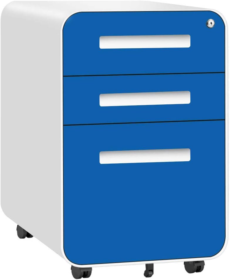 3 Drawer Mobile Metal File Cabinet with Lock (Black) Z596