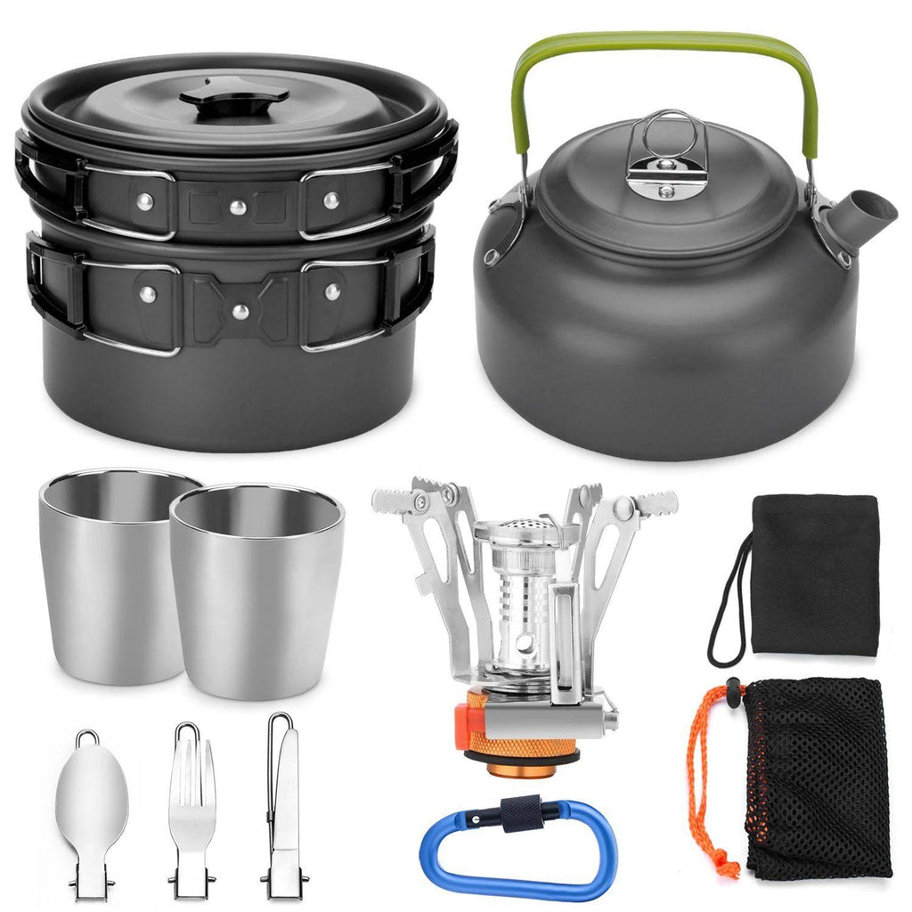 12-Piece Camping Cookware Mess Kit with Mini Stove Z18021