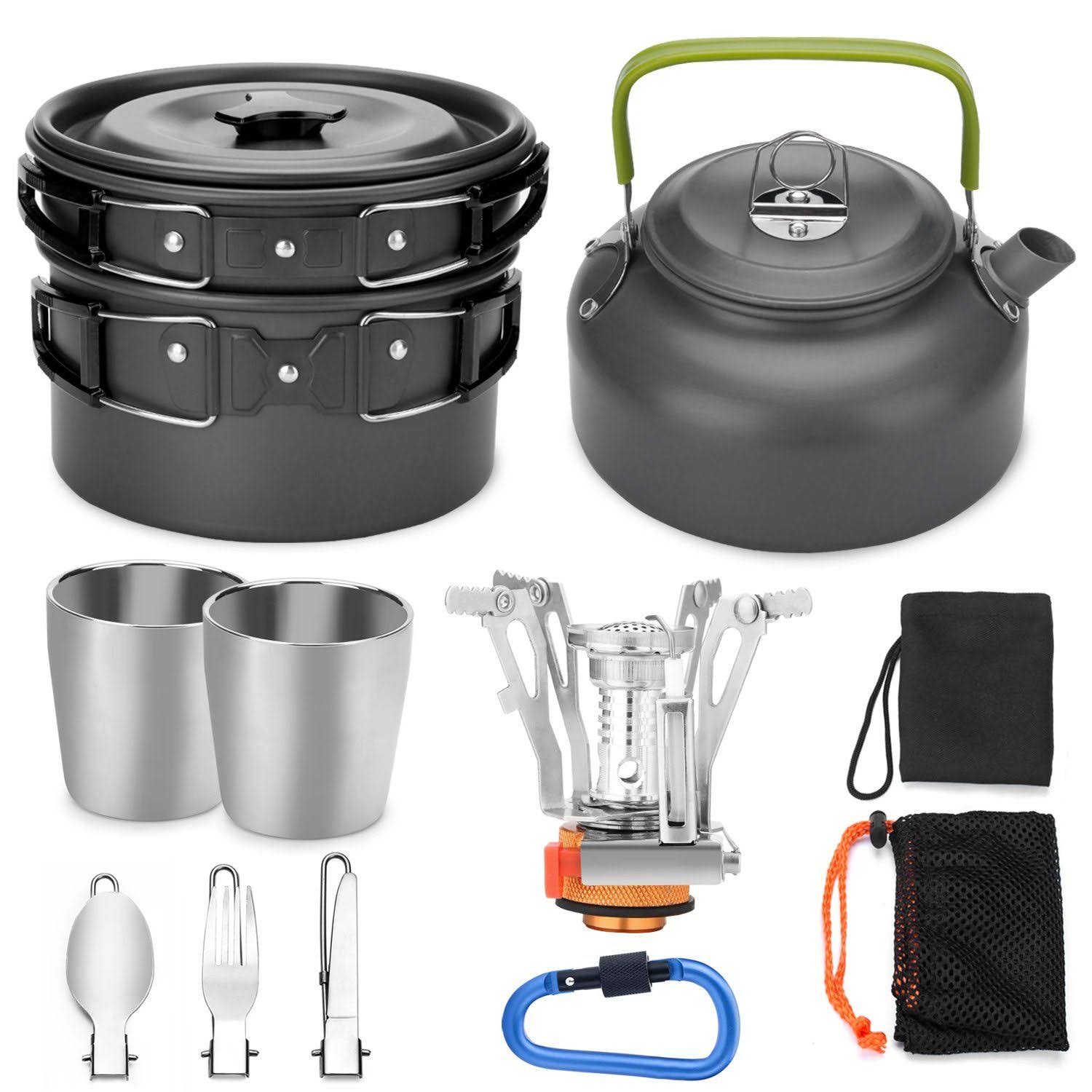 12-Piece Camping Cookware Mess Kit with Mini Stove Z18021
