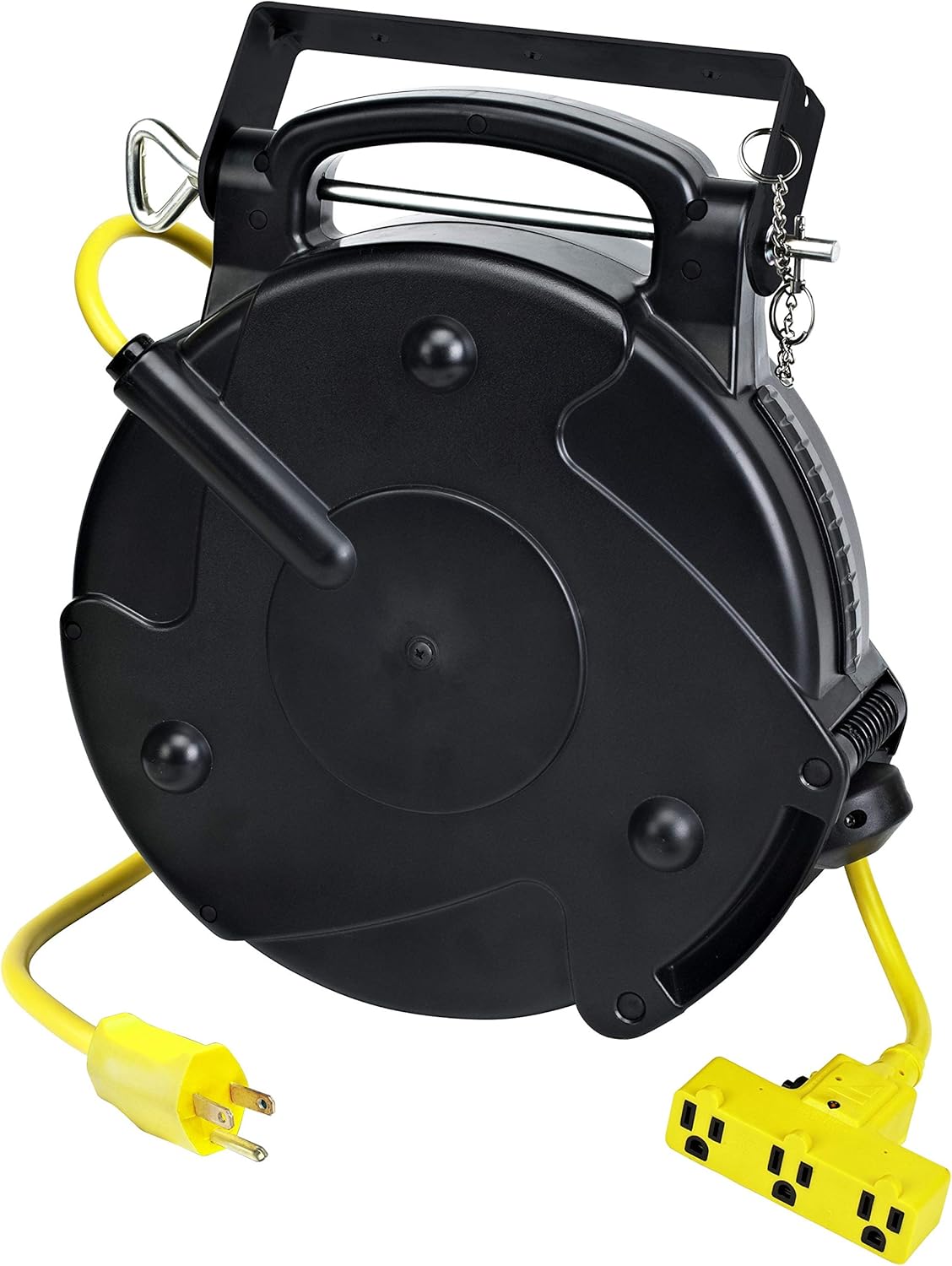 Heavy Duty Industrial Retractable Extension Cord Reel, 50 ft, Black, Yellow M188671